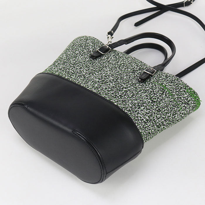 BALENCIAGA 410790 Handbag zig zucker bag 2WAY handbag leather, tweed green Women