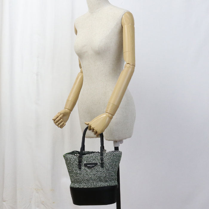 BALENCIAGA 410790 Handbag zig zucker bag 2WAY handbag leather, tweed green Women