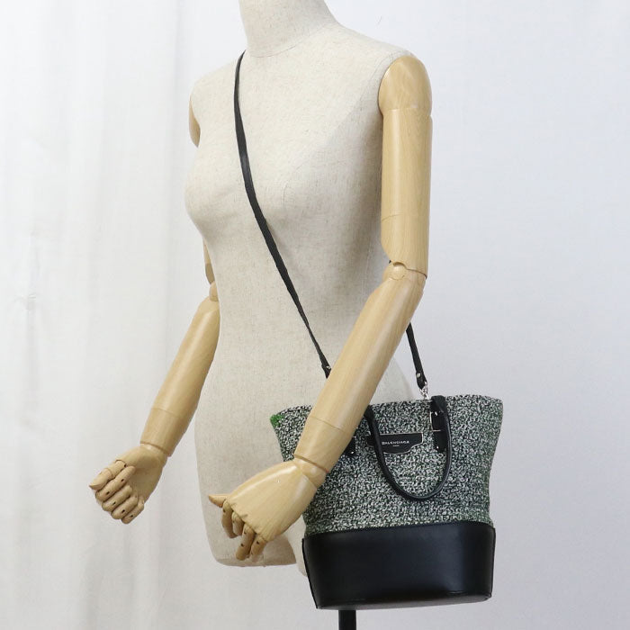BALENCIAGA 410790 Handbag zig zucker bag 2WAY handbag leather, tweed green Women