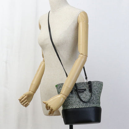 BALENCIAGA 410790 Handbag zig zucker bag 2WAY handbag leather, tweed green Women