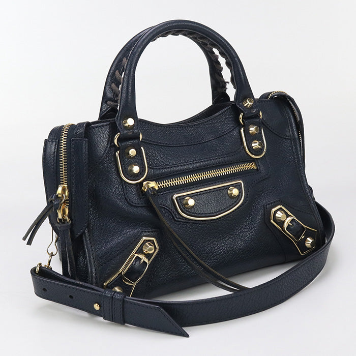 BALENCIAGA 390160 2WAY Handbag leather navy Women