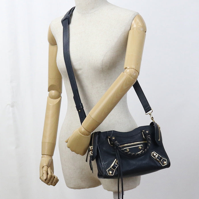 BALENCIAGA 390160 2WAY Handbag leather navy Women
