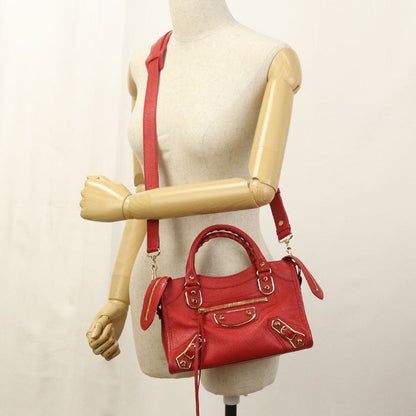 BALENCIAGA 390160 Handbag Classic Mini City 2wayTote Bag leather Red Women