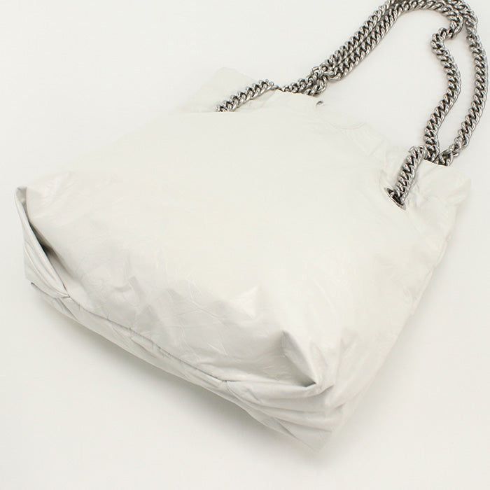 BALENCIAGA 6714002AAQ Tote Bag CRUSH Small ChainShoulder Bag Calfskin white Women