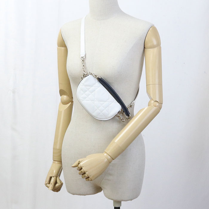 Dior S7200ONOA Shoulder Bag Dior Vibe Micro Hobo 2way Quilted Chain Mini Bag lambskin white Women