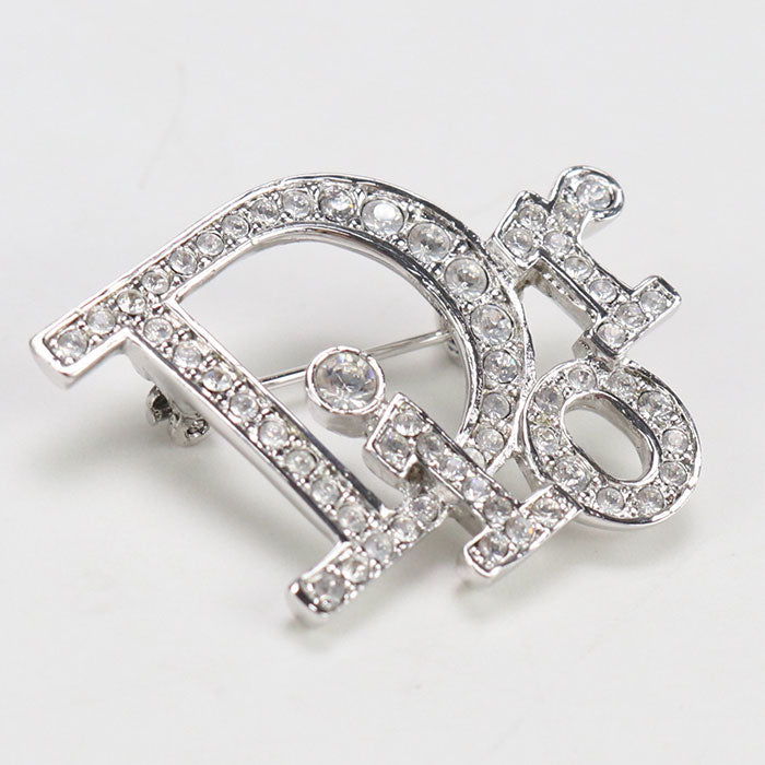 Dior Brooch logo Other accessories metal,Rhinestone Silver Women