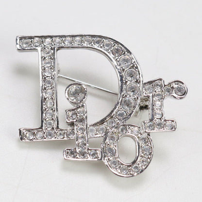 Dior Brooch logo Other accessories metal,Rhinestone Silver Women