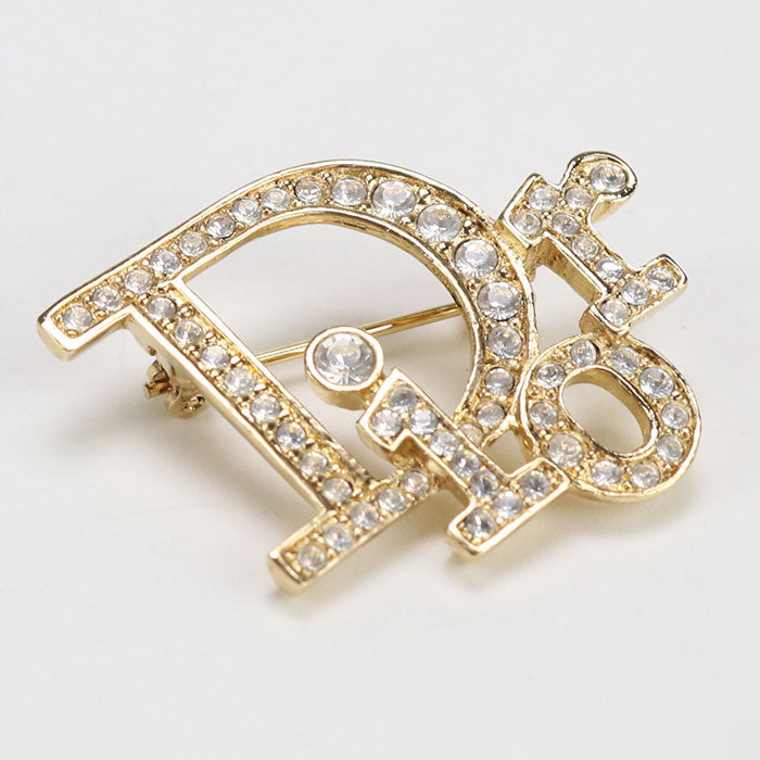 Dior Brooch logo Other accessories Gold Plated,Rhinestone gold Women