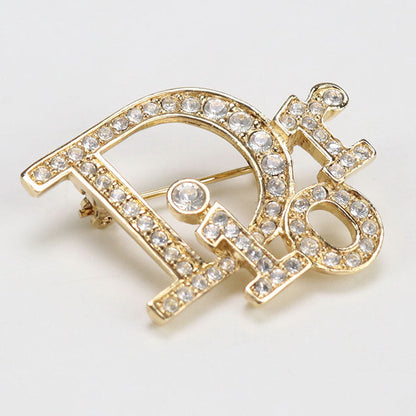 Dior Brooch logo Other accessories Gold Plated,Rhinestone gold Women