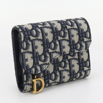 Dior S5652CTZQ_M928 Tri-fold wallet Oplique Saddle Lotus wallet canvas Navy Women
