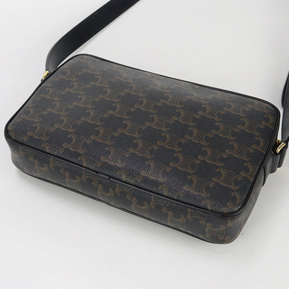 CELINE 19450 2CIM 38OG Shoulde Bag Triomphe Medium messenger bag PVC coated canvas black mens(unisex)