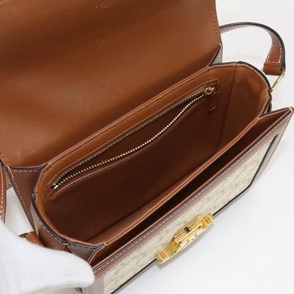 CELINE 18888 2BZ4 01BC teen triomphebag canvas Shoulder PVC/Calfskin White Women