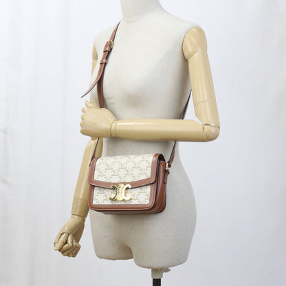 CELINE 18888 2BZ4 01BC teen triomphebag canvas Shoulder PVC/Calfskin White Women
