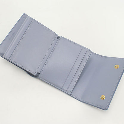 CELINE CE91437 Small Three fold wallet Calfskin Blue Women