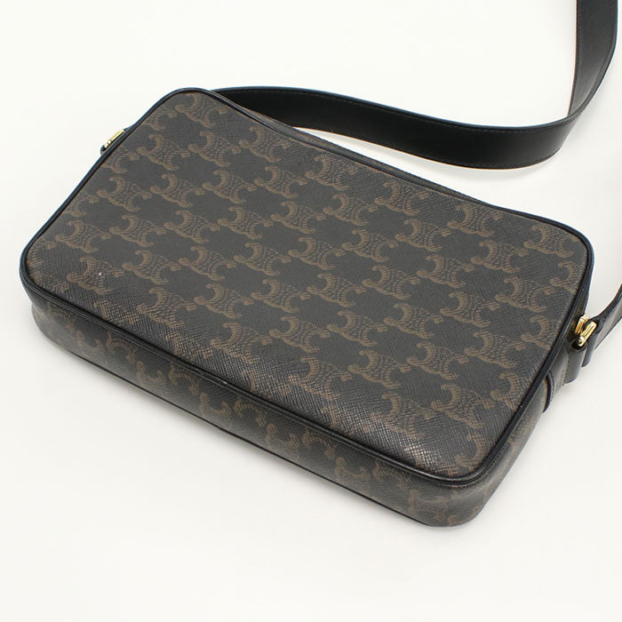 CELINE  Medium messenger Triomphe canvas Diagonal shoulder bag PVC black Women