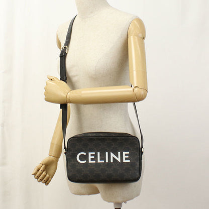 CELINE  Medium messenger Triomphe canvas Diagonal shoulder bag PVC black Women