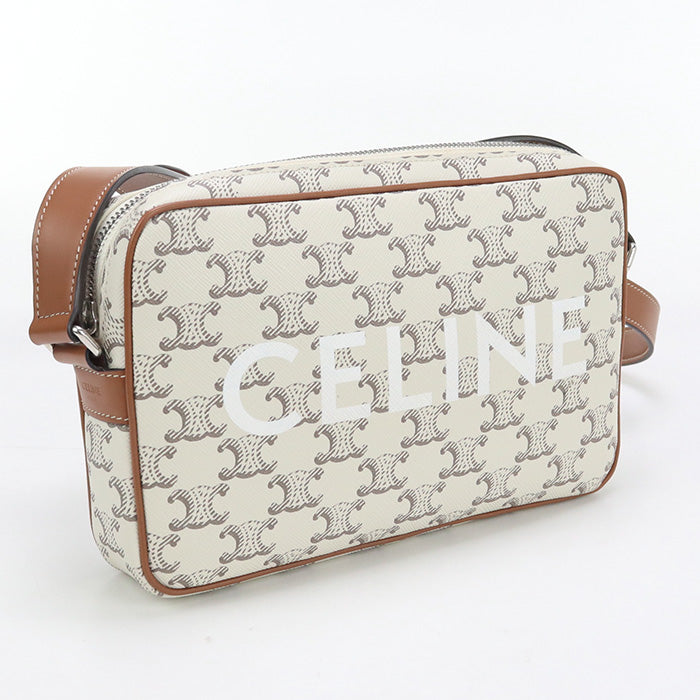 CELINE 194502BZK Shoulder Bag Triomphe Horizontal Messenger PVC white Women