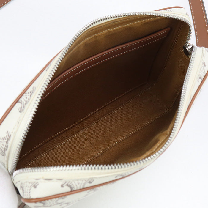 CELINE 194502BZK Shoulder Bag Triomphe Horizontal Messenger PVC white Women