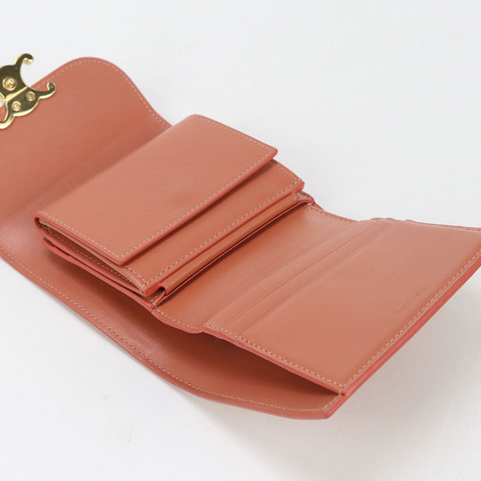 CELINE 10D78 3DPV Small flap  Triomphe Three fold wallet Calfskin pink Women
