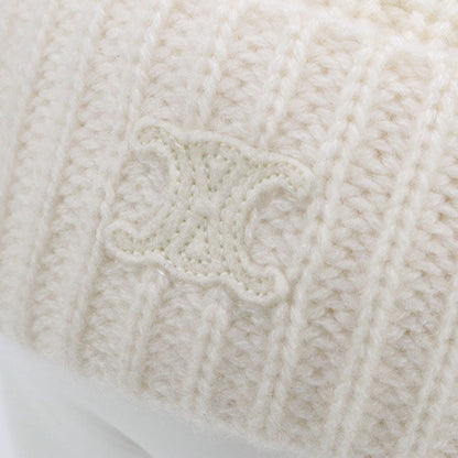 CELINE 2AD902070 Knit cap Triomphe Knit cap/Knit cap white wool Women