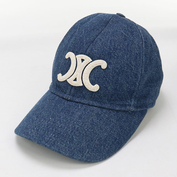 CELINE 2AUT4930F denim baseball cap Triomphe cap/cotton 100% blue Women