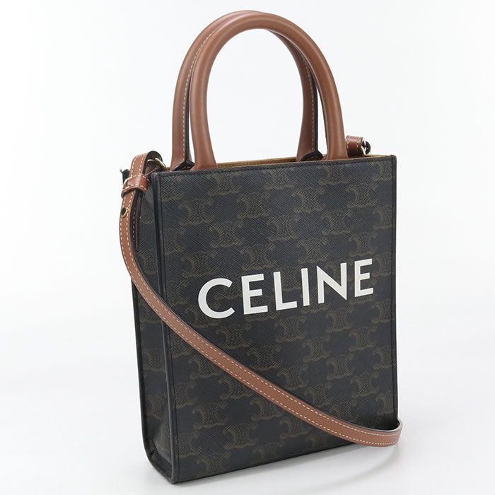 CELINE Mini vertical hippopotamus Triomphe canvas Handbag/leather brown Women