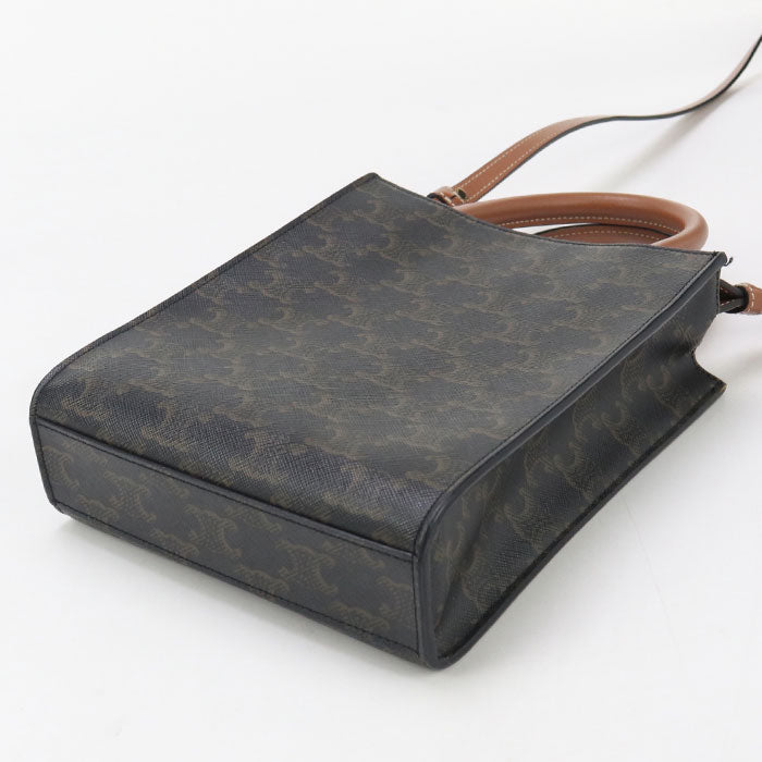 CELINE Mini vertical hippopotamus Triomphe canvas Handbag/leather brown Women