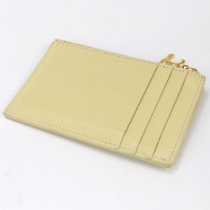 CELINE 10M08 3FVO Card holder Triangle Charm Coin Pocket Calfskin yellow Women