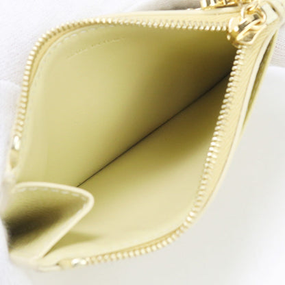 CELINE 10M08 3FVO Card holder Triangle Charm Coin Pocket Calfskin yellow Women