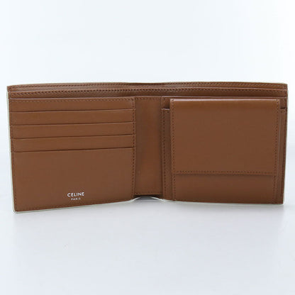 CELINE 10C87 Bifold wallet Triomphe Flap wallet Triomphe canvas,leather white mens