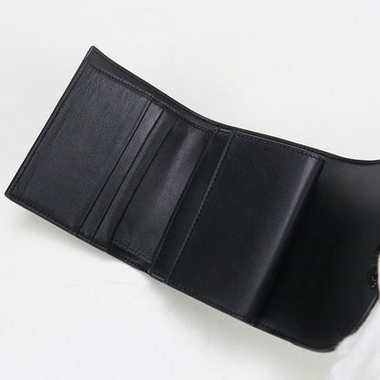 CELINE 10D78 3DPV Tri-fold wallet Triomphe Small flap wallet Calfskin black Women