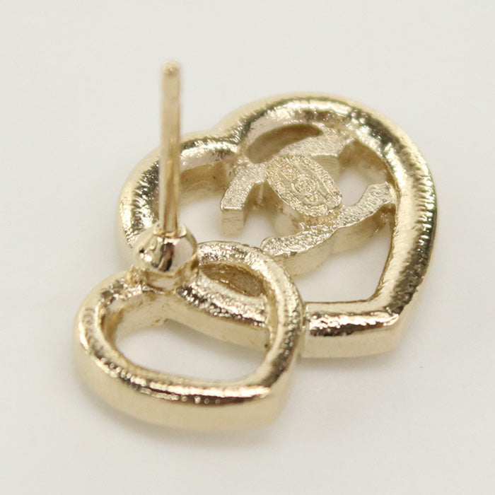 CHANEL CH77769 Pierce COCO Mark Heart Motif Pierce metal,Rhinestone gold Women
