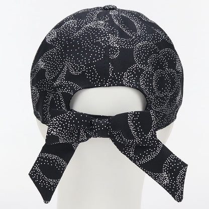CHANEL Camelia cap silk black Women