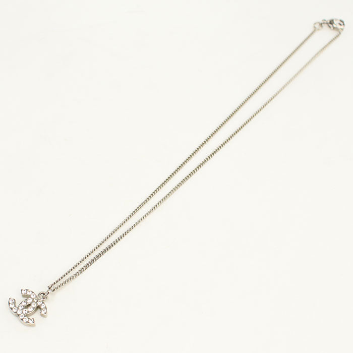 CHANEL CH91240 Rhinestone Necklace COCO Mark metal silver Women