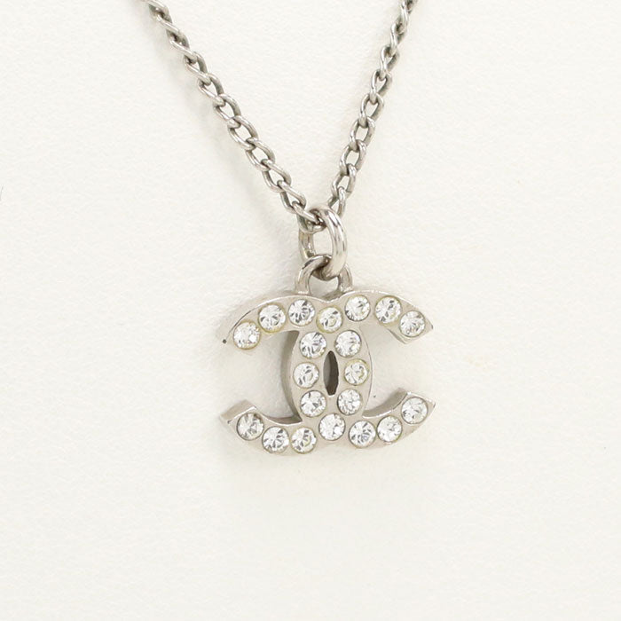 CHANEL CH91245 Rhinestone Necklace COCO Mark Necklace metal silver Women