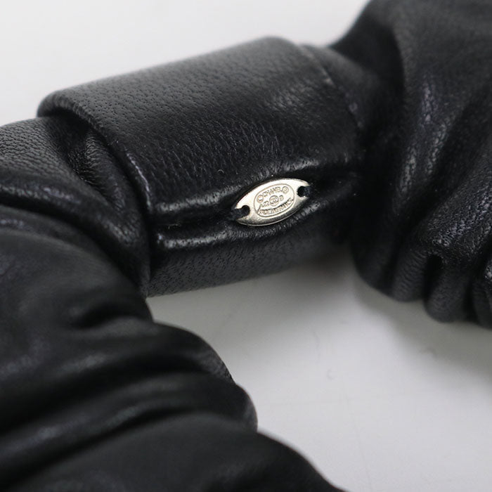 CHANEL hair accessory CC mark Shush leather,Rhinestone black Women