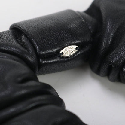 CHANEL hair accessory CC mark Shush leather,Rhinestone black Women