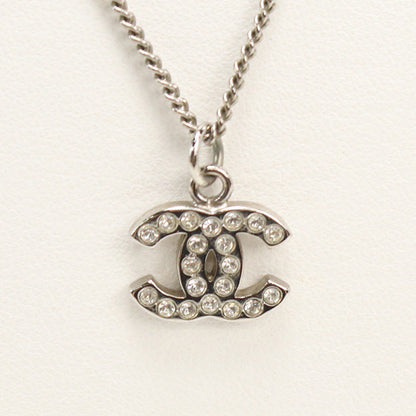 CHANEL COCO Mark Necklace Gold Plated,Rhinestone Silver Women
