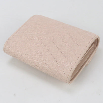 CHANEL A84346 Tri-fold wallet Chevron V Stitch Small flap wallet  leather pink Women