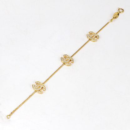 CHANEL Rhinestone COCO Mark Bracelet metal gold Women