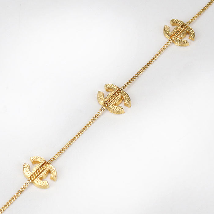 CHANEL Rhinestone COCO Mark Bracelet metal gold Women