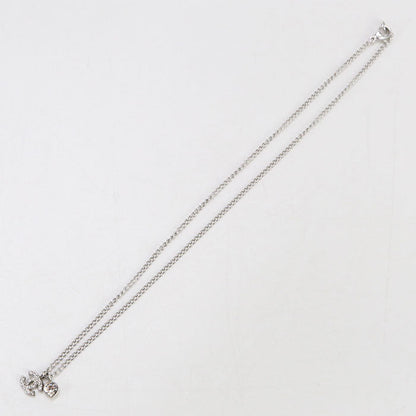 CHANEL Necklace COCO Mark Heart Necklace metal,Rhinestone Silver Women