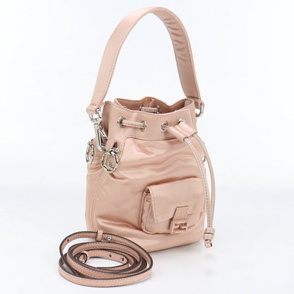 FENDI 8BS010 A0W4 Mini Montresor Diagonal  Shoulder Bag Nylon/leather pink Women