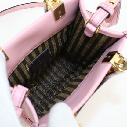FENDI 8BS051 Tote Bag sunshine shopper mini Bag Shoulder Bag leather,Brexiglass pink Women