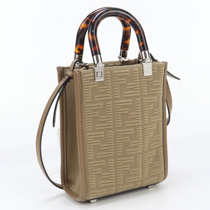 FENDI FE90594 sunshine shopper mini Tote Bag cotton beige Women