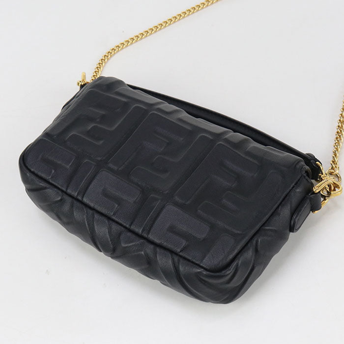 FENDI 8BS017 Shoulder Bag Zucca mamma bucket ChainShoulder Bag leather black Women