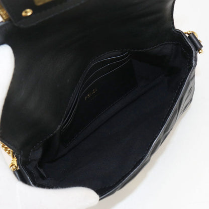 FENDI 8BS017 Shoulder Bag Zucca mamma bucket ChainShoulder Bag leather black Women