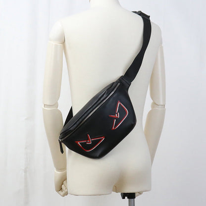 FENDI 7VA434 A72K Belt Bug Monster bugs eye body bag leather black mens