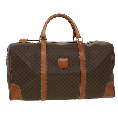 Luxury CELINE Macadam Canvas Boston Bag PVC Leather Brown  uy133