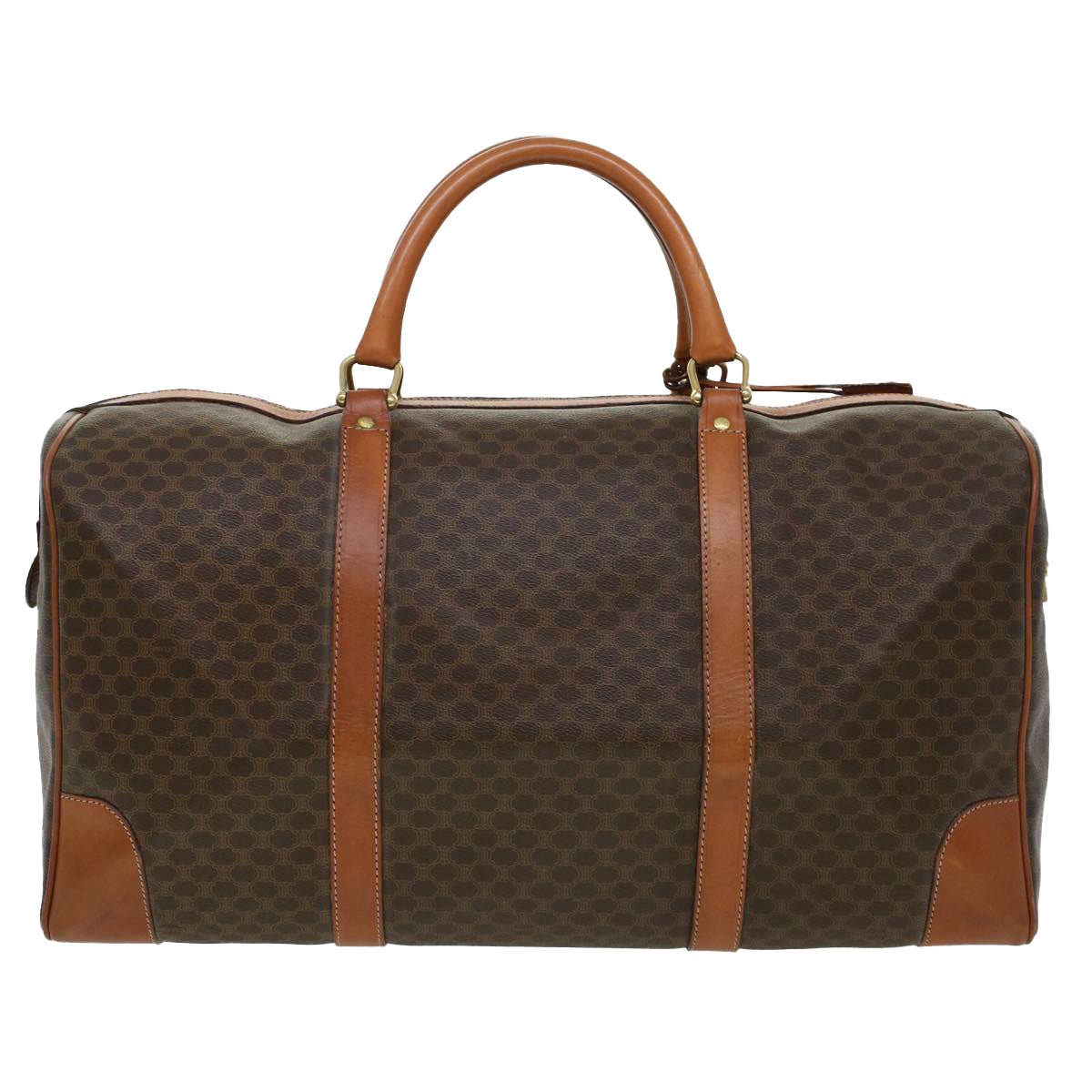 Luxury CELINE Macadam Canvas Boston Bag PVC Leather Brown  uy133